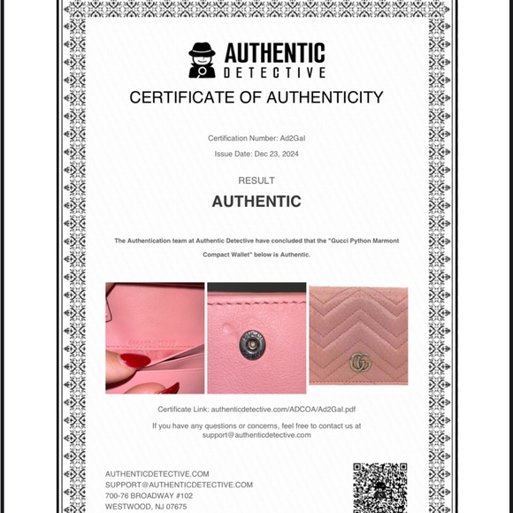 ❌ SOLD ❌Gucci Marmont Python Compact Wallet w/ COA - Picture 9 of 9